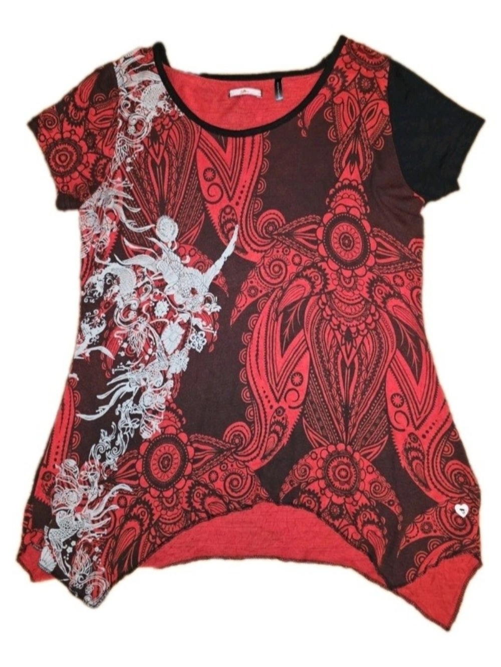 Joe Browns Women's Size 12 Red & Black Y2K Trendy UK Top